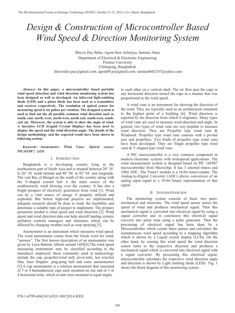 Design Construction of Microcontroller Based Wind Speed Direction ...