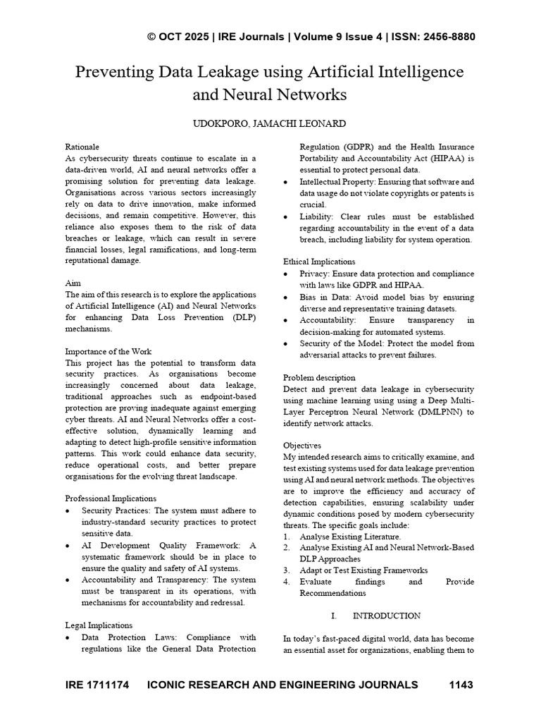 Preventing Data Leakage using AI | PDF | Computer Security | Security