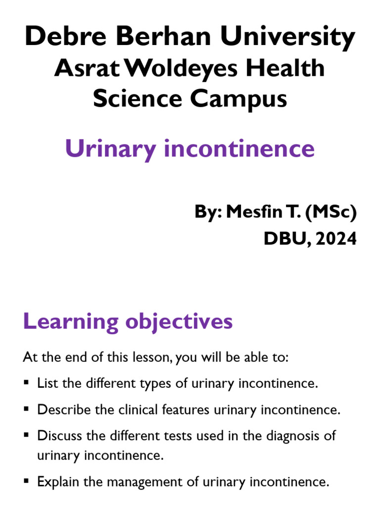 Urinary Incontinence | PDF | Urinary Incontinence | Urination
