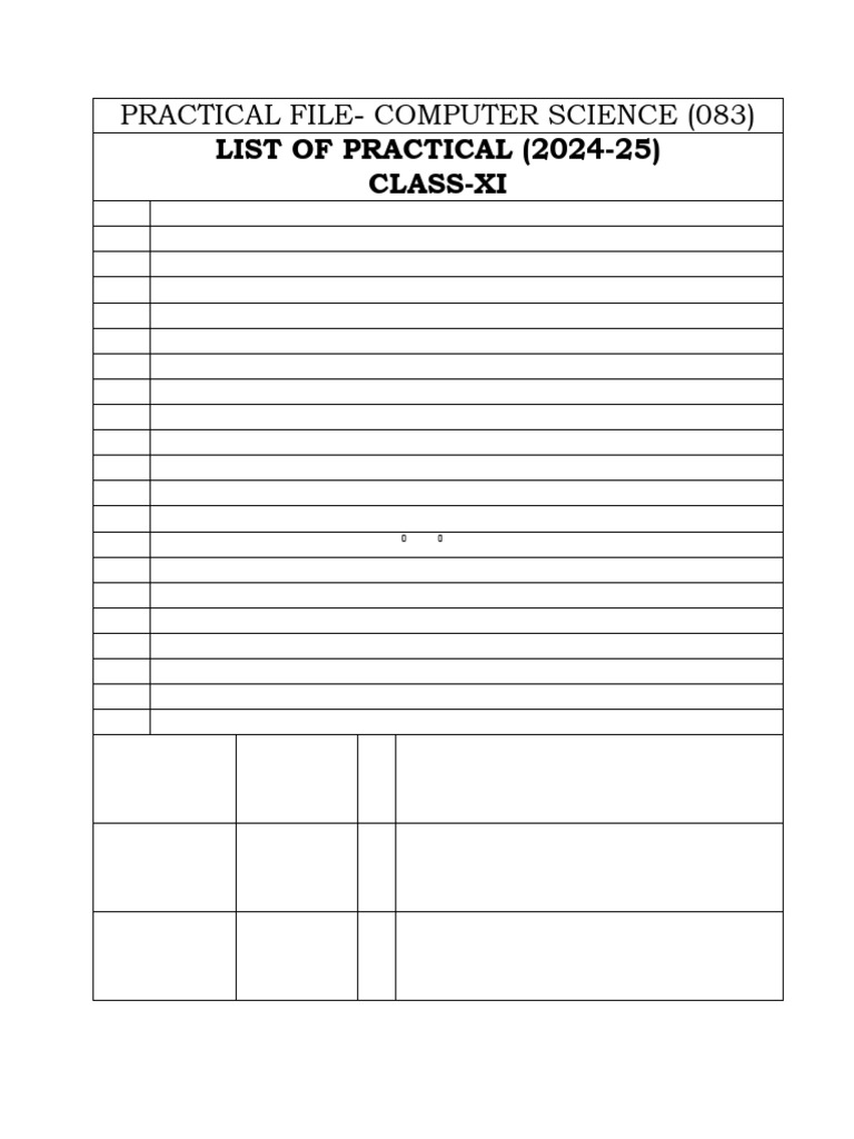 Practical List Session 2024-25 XI | PDF | Salary | Numbers