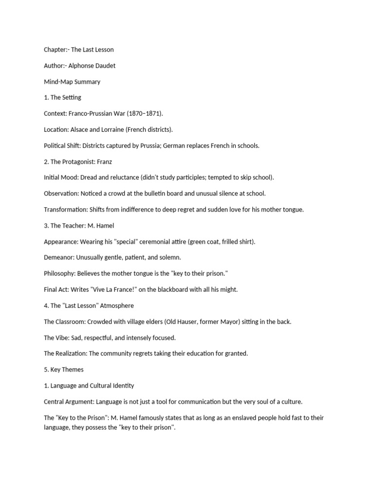 Chapter - The Last Lesson | PDF