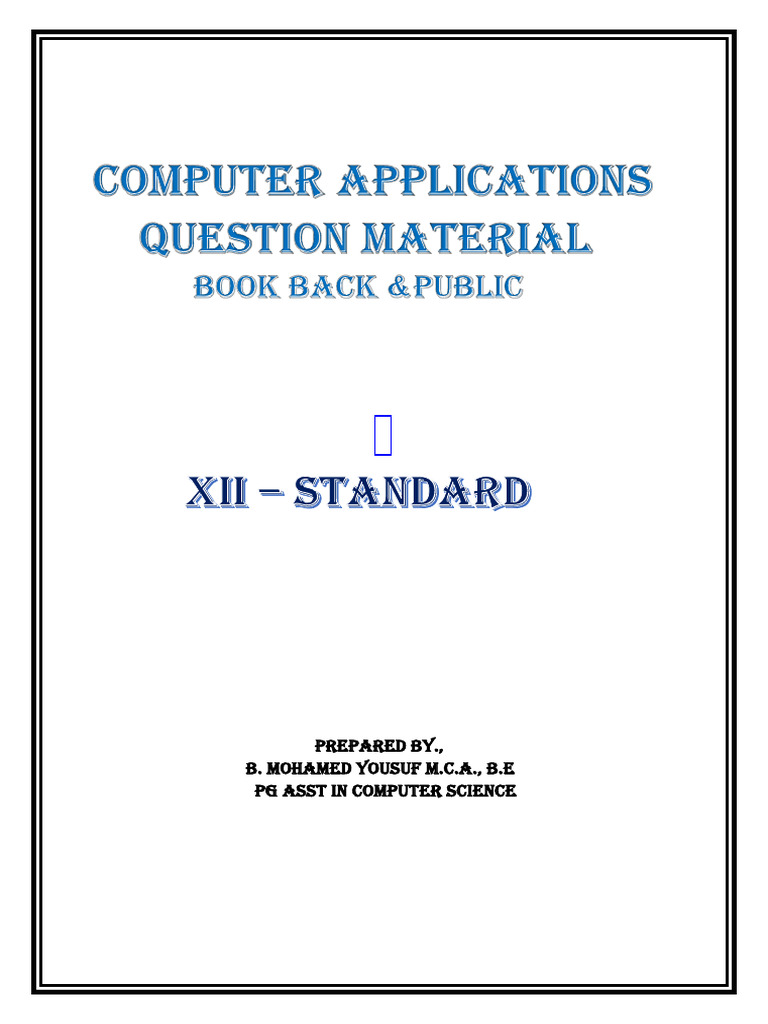 12th Computer Applications Book Back Public Questions English Medium ...
