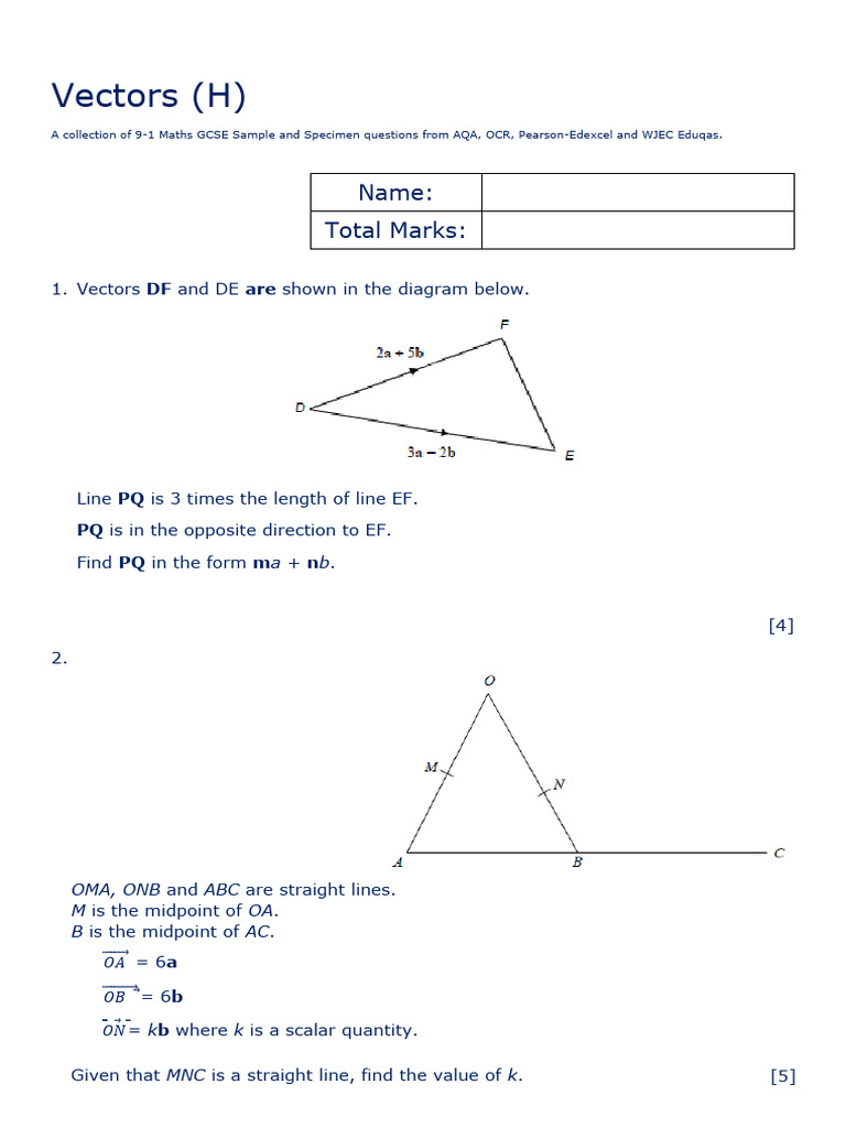 Geometry H Vectors v2 (1) | PDF | Line (Geometry) | Mathematics