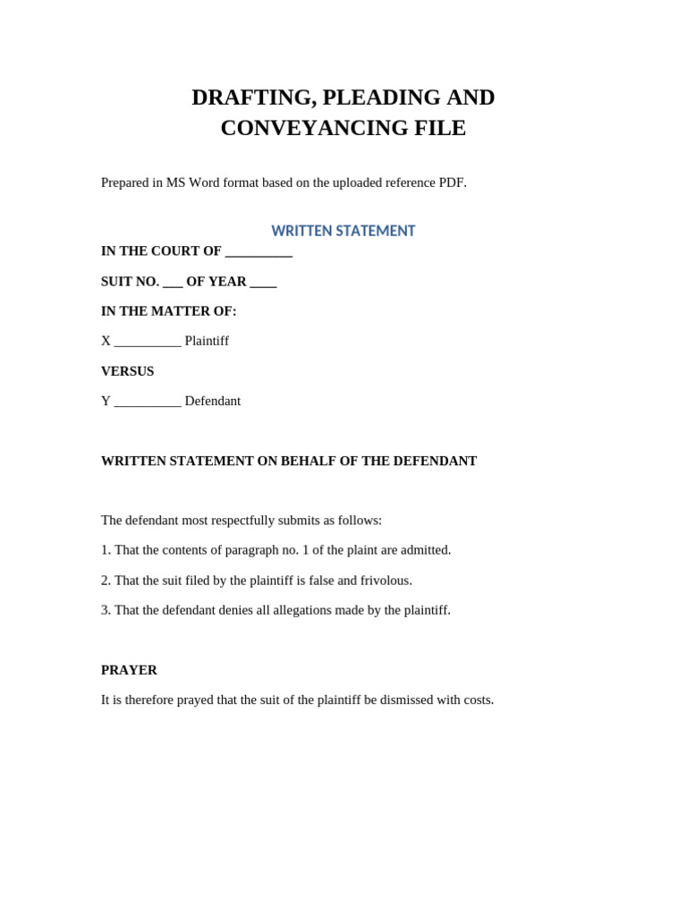Drafting_Pleading_Conveyancing_File | PDF | Lawsuit | Microsoft Word