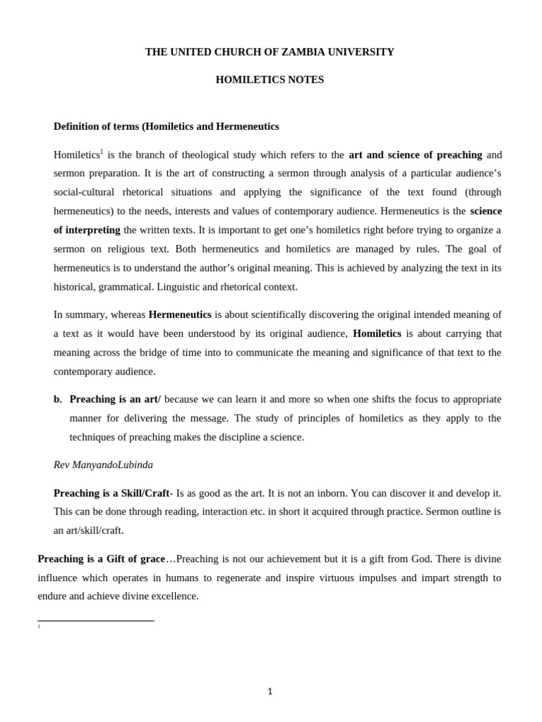 Homiletics Notes | PDF | Expository Preaching | Sermon
