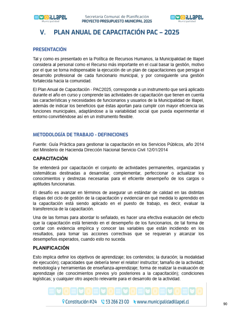 Plan Anual de Capacitación Municipal | PDF | Aprendizaje | Planificación