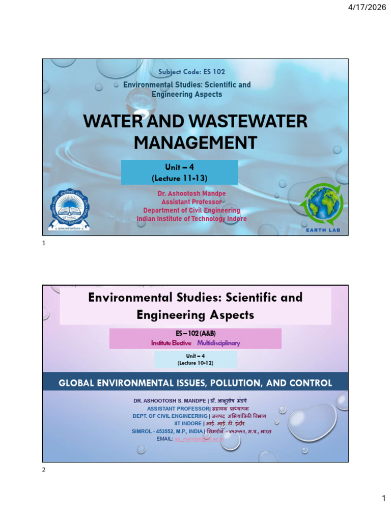 Unit 4 Slides | PDF | Water Purification | Water Treatment