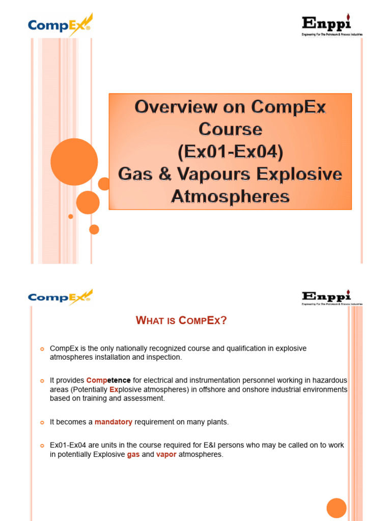 1) Overview CompEX Course | PDF | Combustion | Explosion