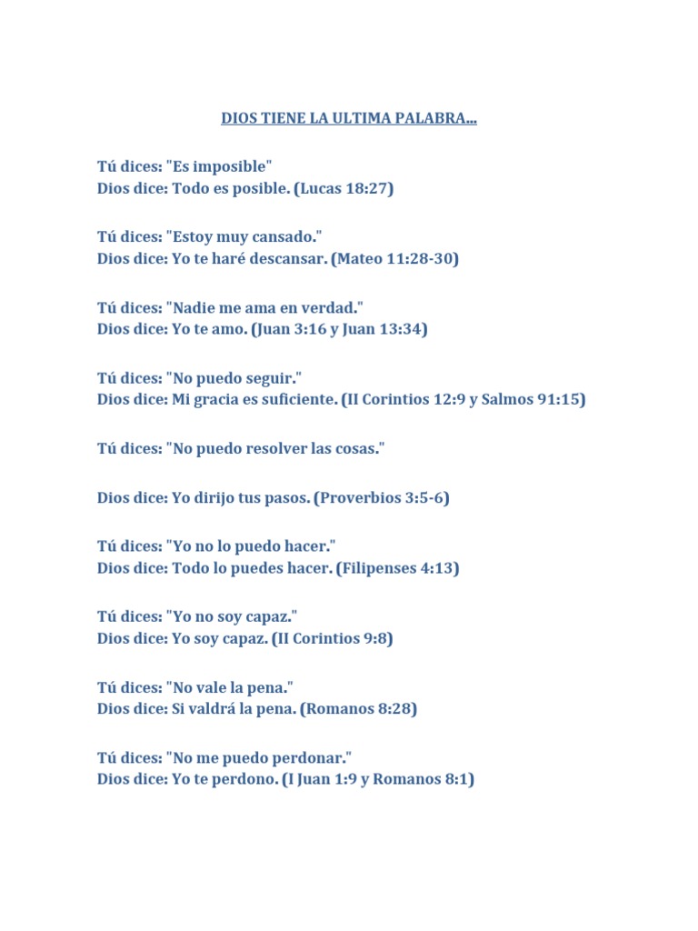 La Ultima Palabra La Tiene Dios