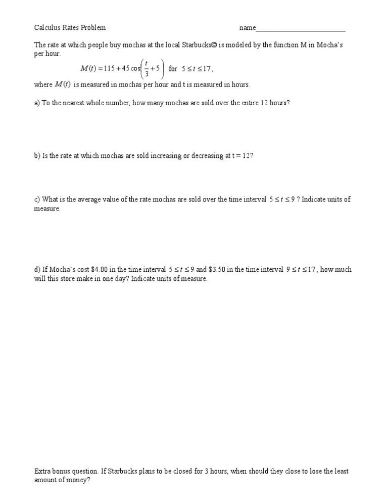 Calculus Mocha Sales Analysis | PDF | Career & Growth | Teaching ...