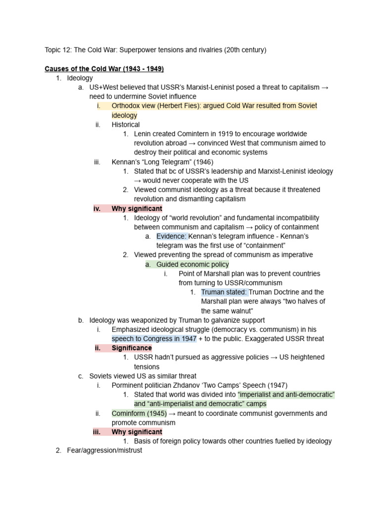 IB History Paper 2 Cold War Notes | PDF | Cold War | Soviet Union