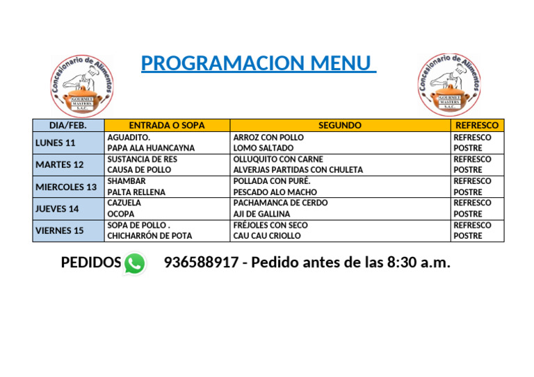 Programacion Menu Saco | PDF