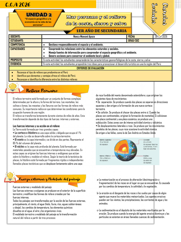 Ficha de Actividad CCSS 1°-Unid 2 - Semana 2 | PDF