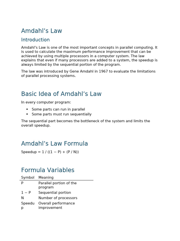 Amdahls Law Complete Notes Document | PDF | Parallel Computing ...