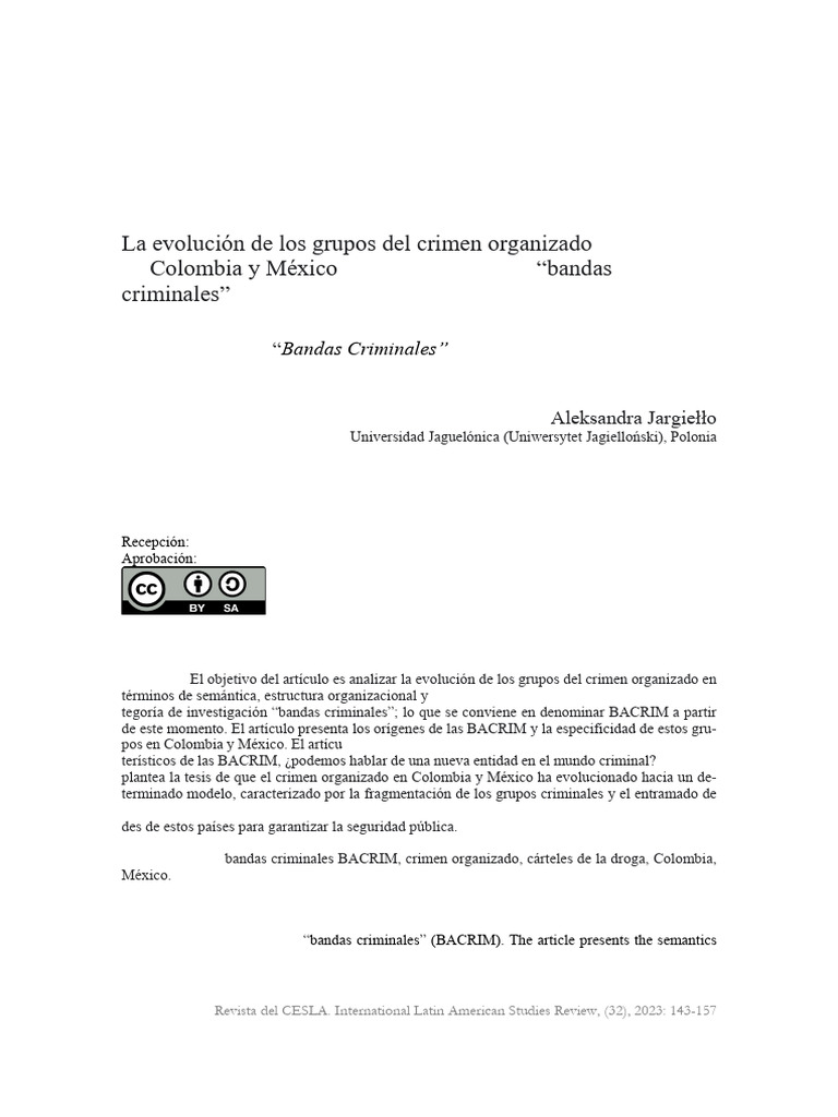 La Evolución de Los Grupos Del Crimen Organizado en Colombia y México ...
