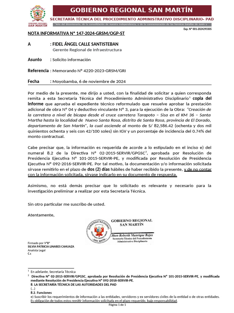 Nota Informativa 147-2024 | PDF | Gobierno