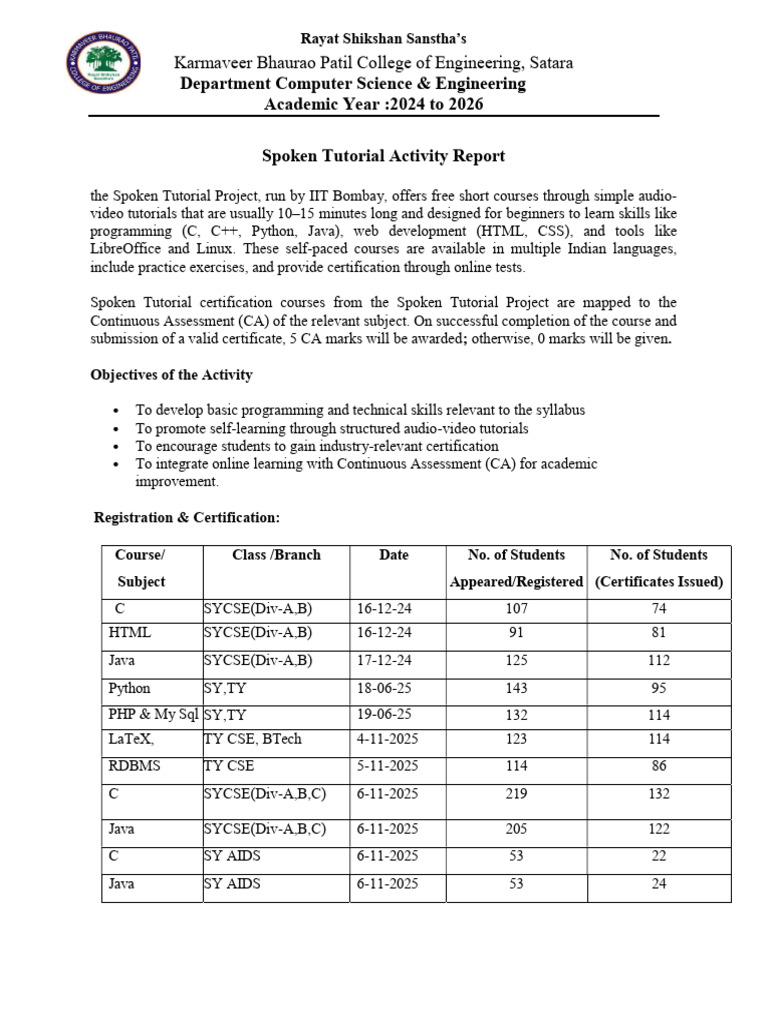 Spoken Tutorial One page report | PDF | Software Development | Computer ...
