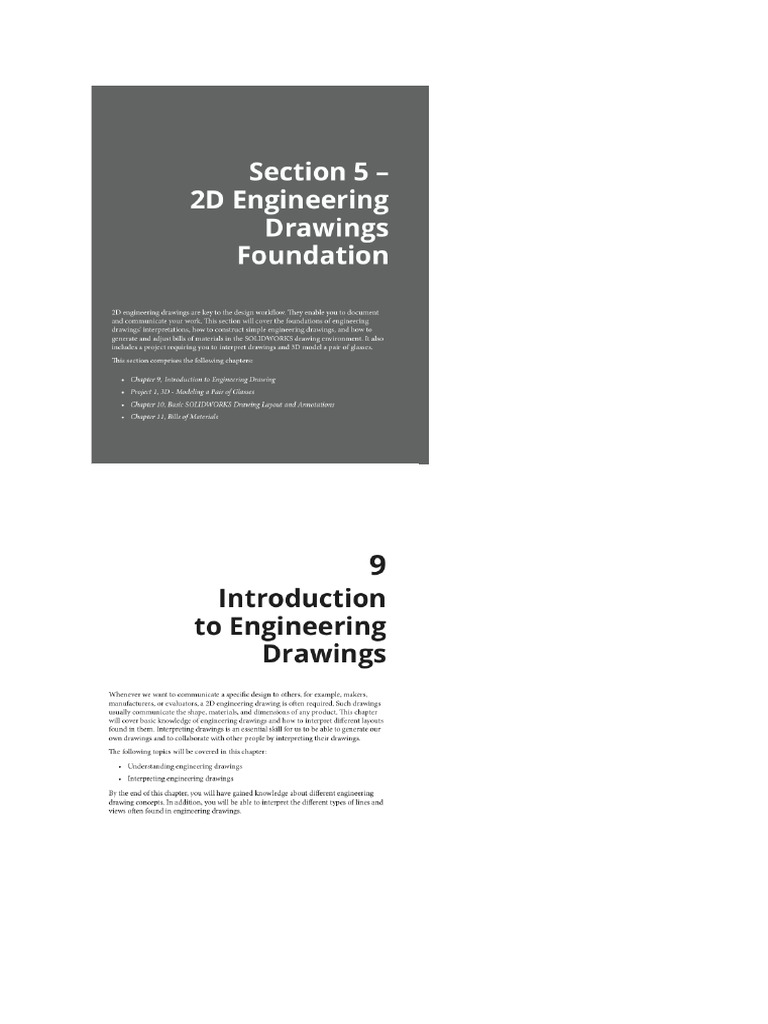 Section - 9 2D Engineering Drawings Foundation | PDF