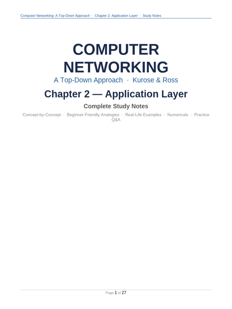 CN Chapter2 Application Layer Notes | PDF | Domain Name System | Http ...