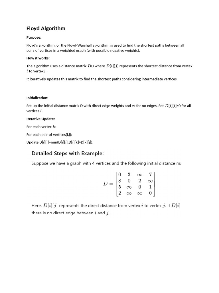 Floyd and Warshall Algorithm | PDF