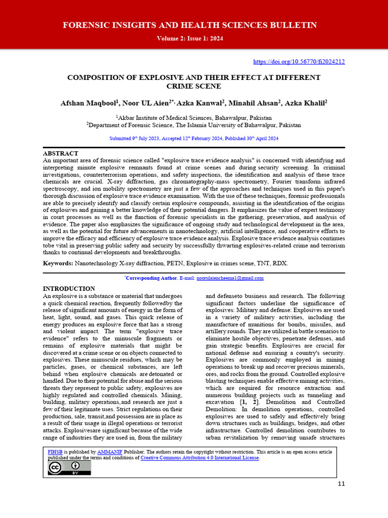2. Composition of Explosive and Their Effect at Different Crime Scene ...