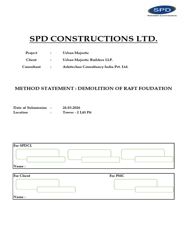 Urban Majestic Raft Foundation Demolition Method Statement-1 | PDF ...