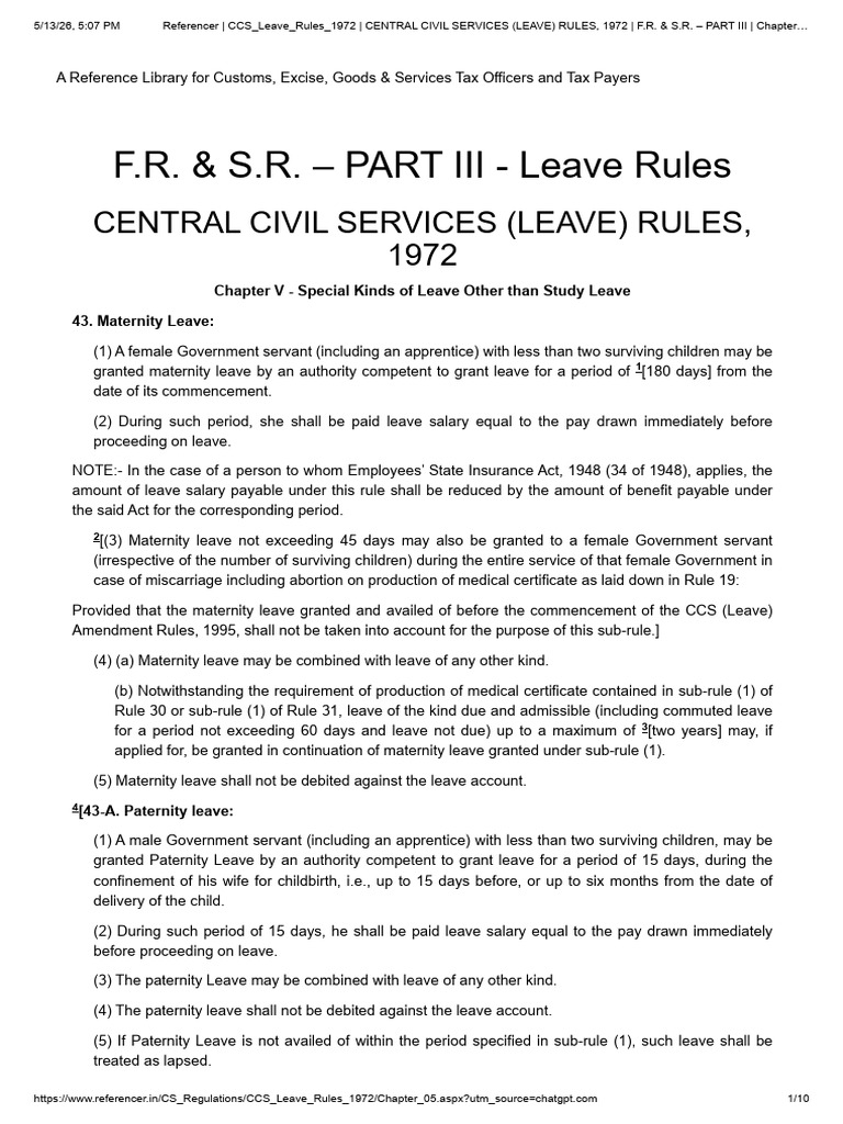 Referencer _ Ccs_leave_rules_1972 _ Central Civil Services (Leave ...