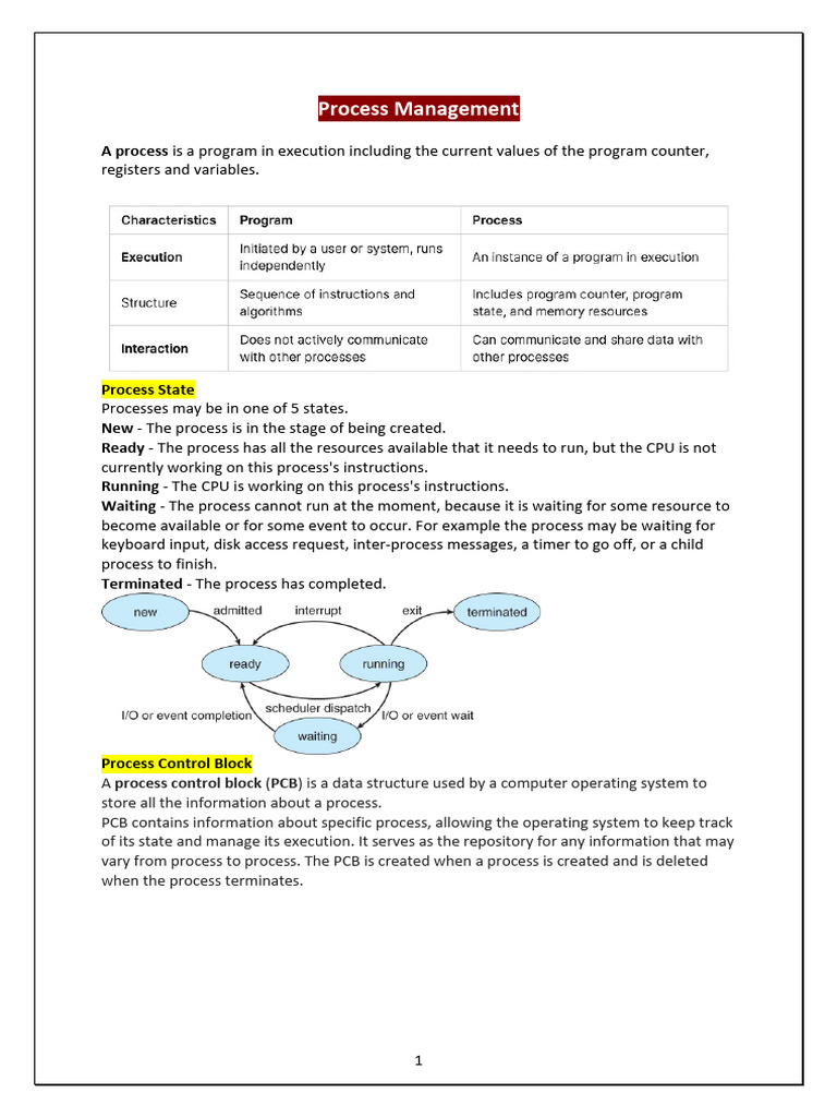 Process Management | PDF | Scheduling (Computing) | Process (Computing)