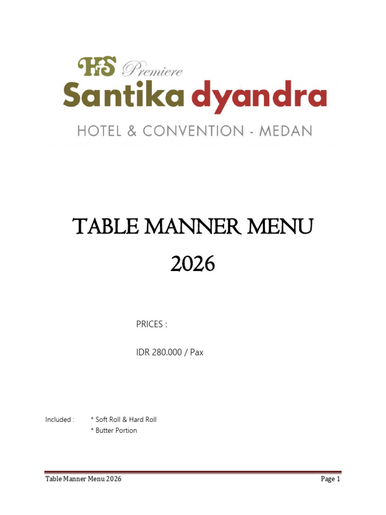 Table Manner Menu 2026 | PDF | Sauce | Desserts