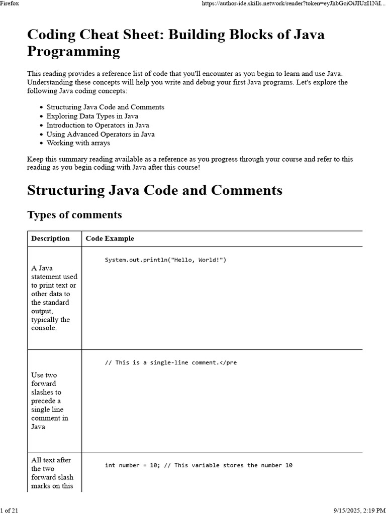 Cheat sheet building blocks | PDF | Integer (Computer Science ...