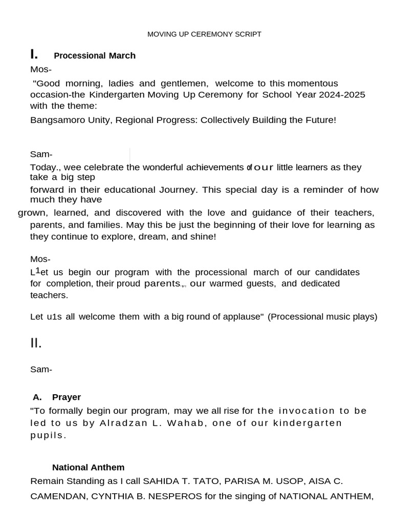 Moving Up Ceremony Script - English(1) (1) | PDF