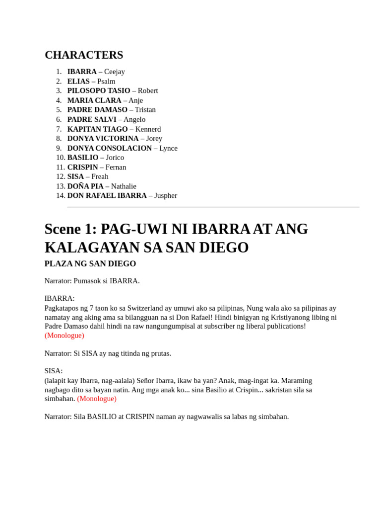 Revised Rizal Noli Script | PDF
