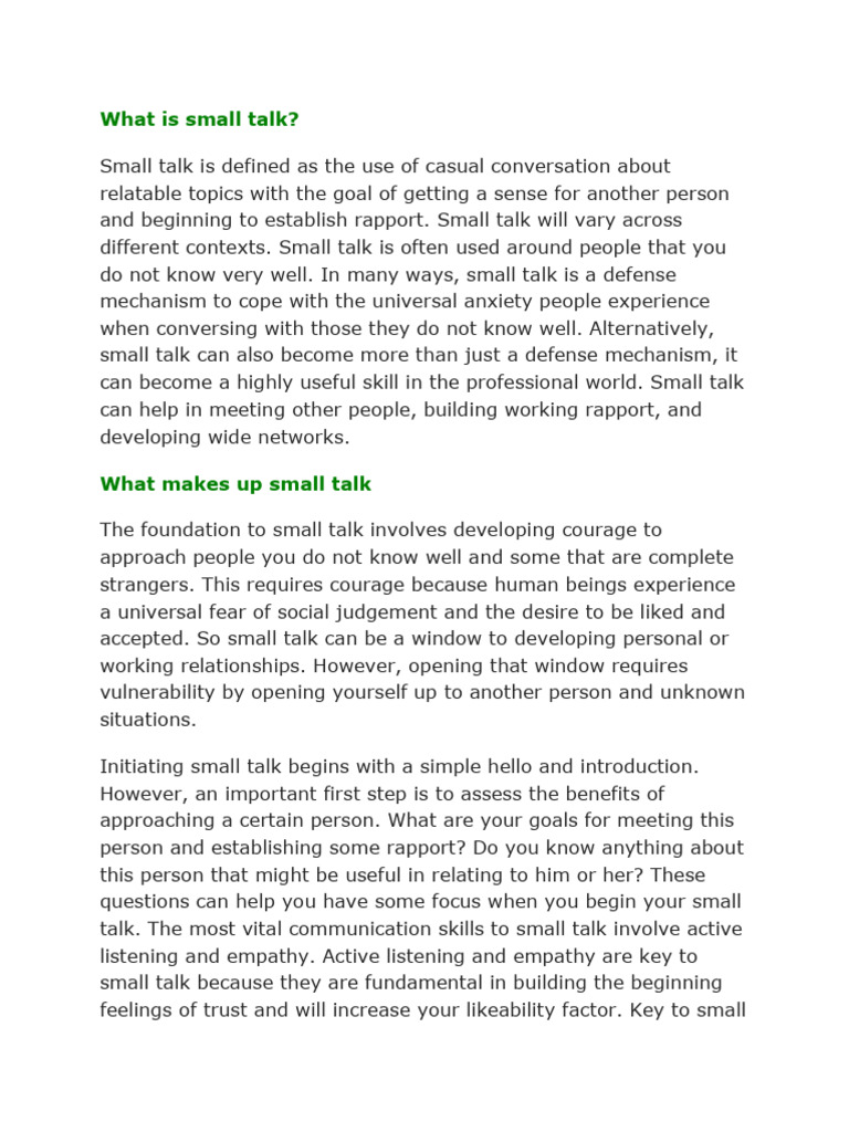 What Is Small Talk | PDF | Social Psychology | Behavioural Sciences