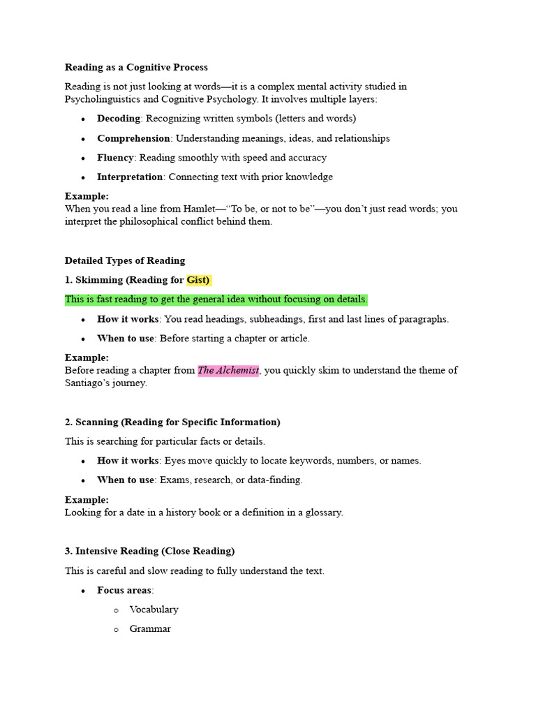 Reading and Types | PDF | Speed Reading | Neuroscience
