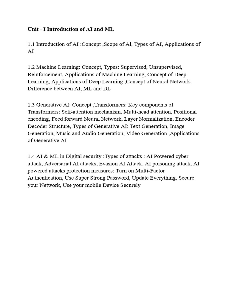 Unit - I Introduction of AI and ML - Google Docs | PDF