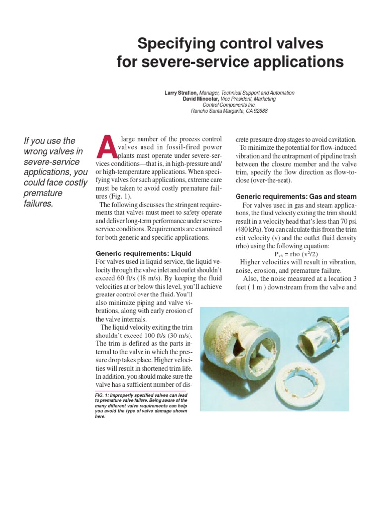 Control Valve Technical Specification For Severe Service - CCI | PDF ...
