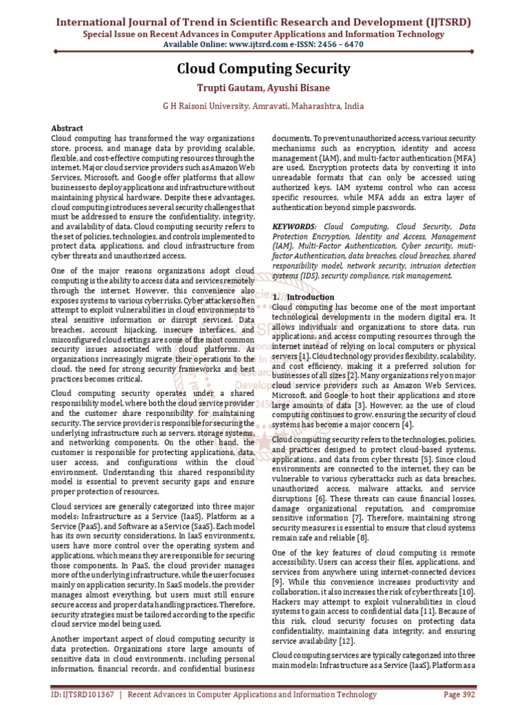 Cloud Computing Security | PDF | Cloud Computing | Security