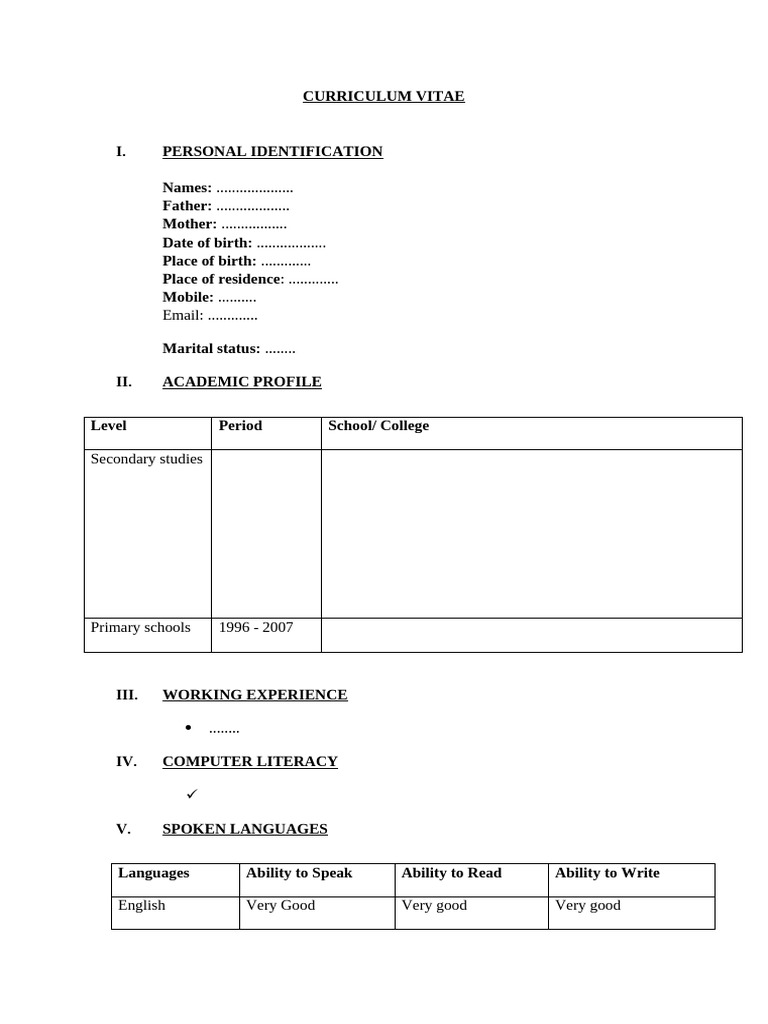 CV FORMAT-1 | PDF