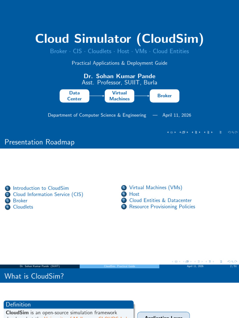 Cloudsim Slides | PDF | Cloud Computing | Virtual Machine