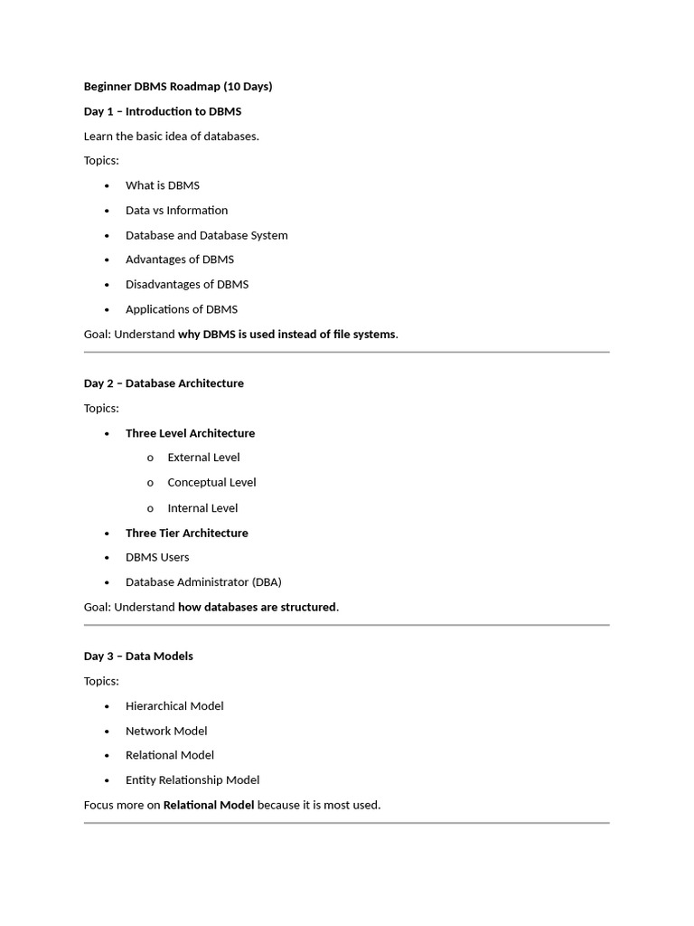 Beginner DBMS Roadmap | PDF | Databases | Relational Model