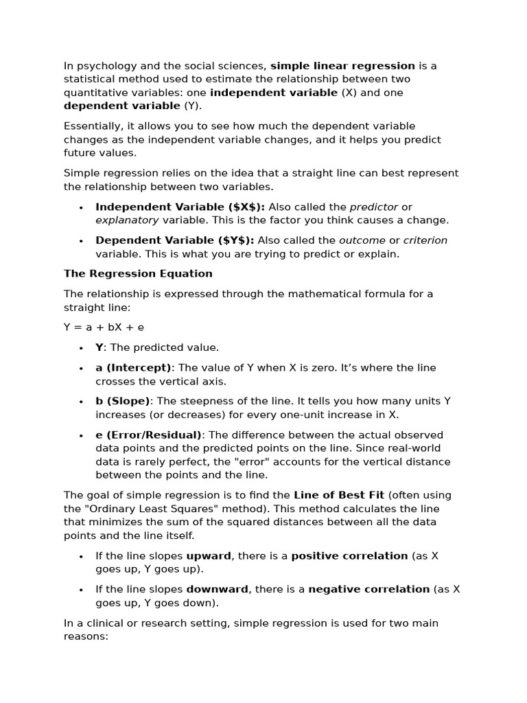 Simple Regression | PDF | Linear Regression | Dependent And Independent ...