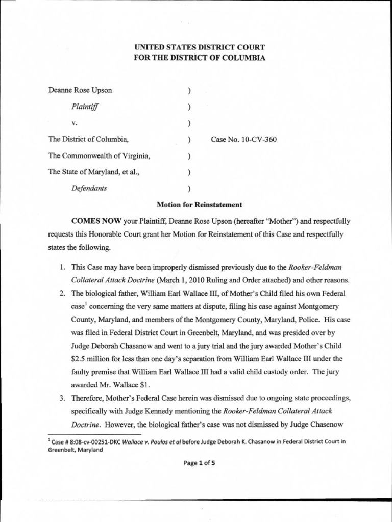 DRU 2 Motion for Reinstatement | Lawsuit | Complaint