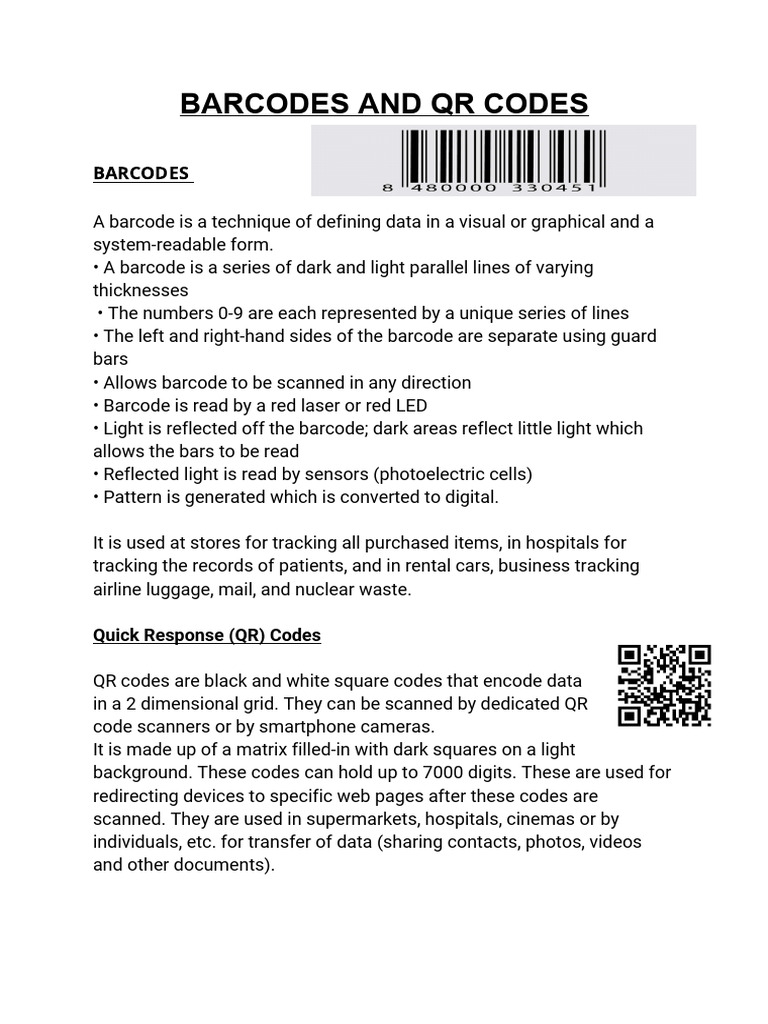 Notes on Barcodes and Qr Codes | PDF