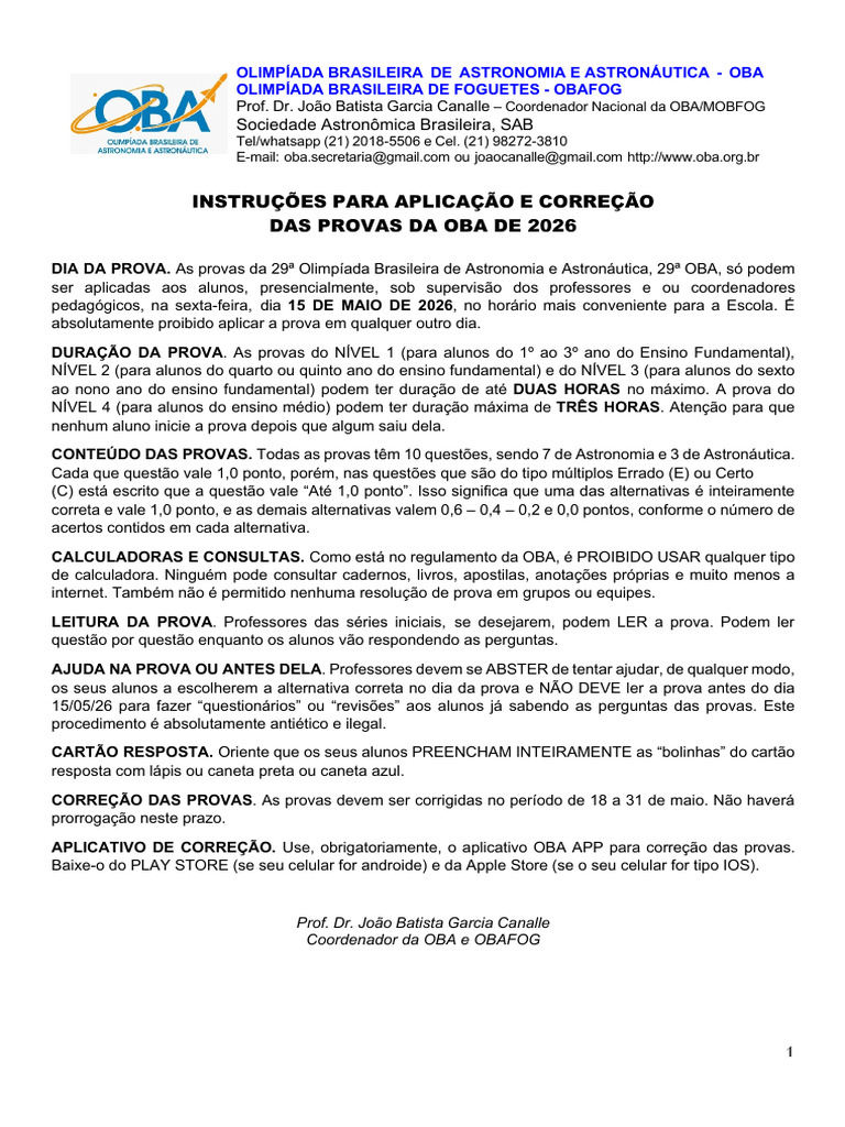 Oba 2026 - Nível 4 | PDF | Lua | Estrelas