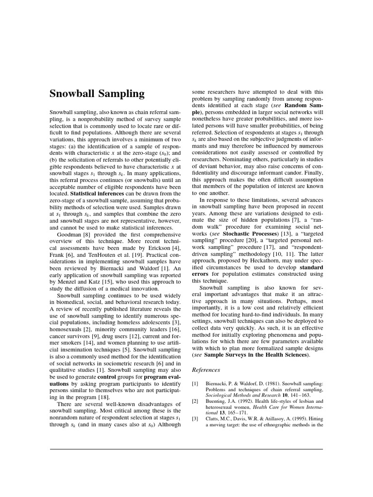 Encyclopedia of Biostatistics - 2005 - Johnson - Snowball Sampling ...