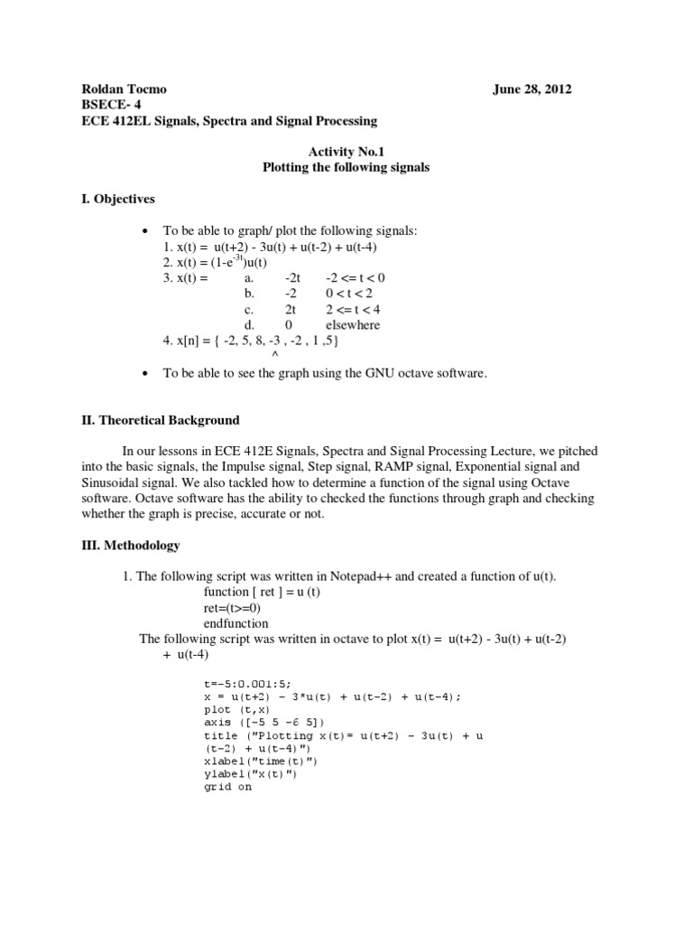 Signal Plotting with GNU Octave | PDF | Signal (Electrical Engineering ...