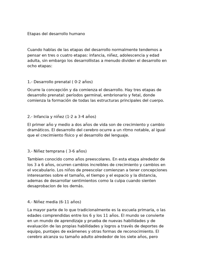 Etapas Del Desarrollo Humano | PDF | Adultos | Adolescencia