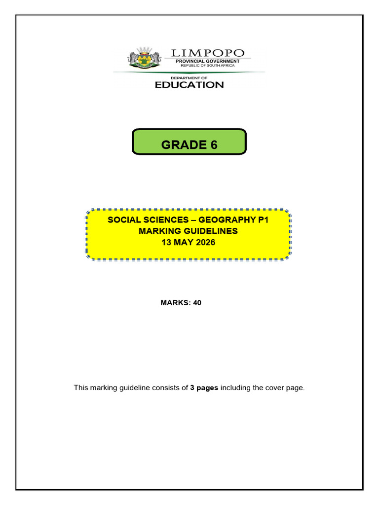 Ss Grade 6 Geography Term 2 Marking Guideline 2026 | PDF | Economies