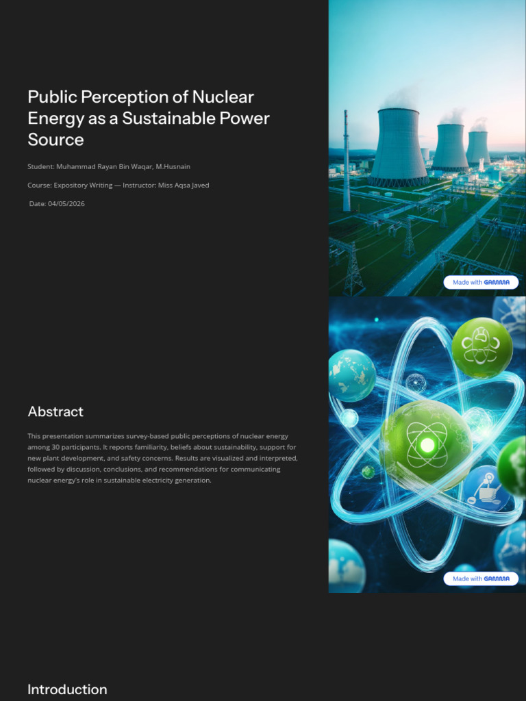 Public Perception of Nuclear Energy as a Sustainable Power Source | PDF