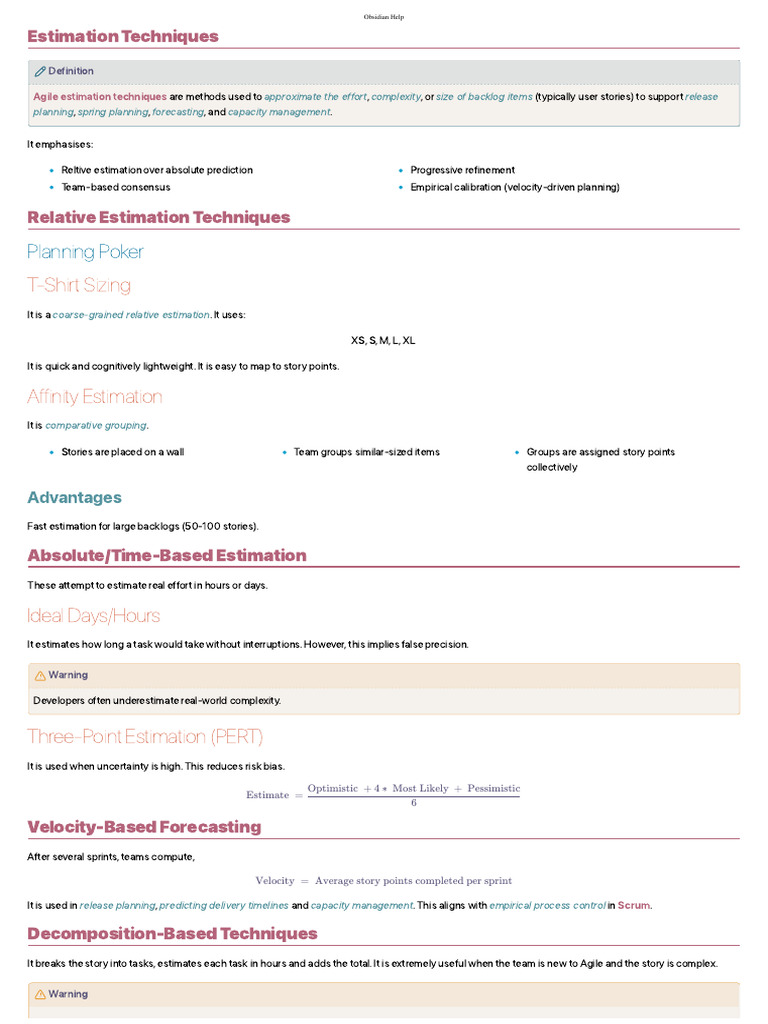 Estimation Techniques | PDF | Agile Software Development